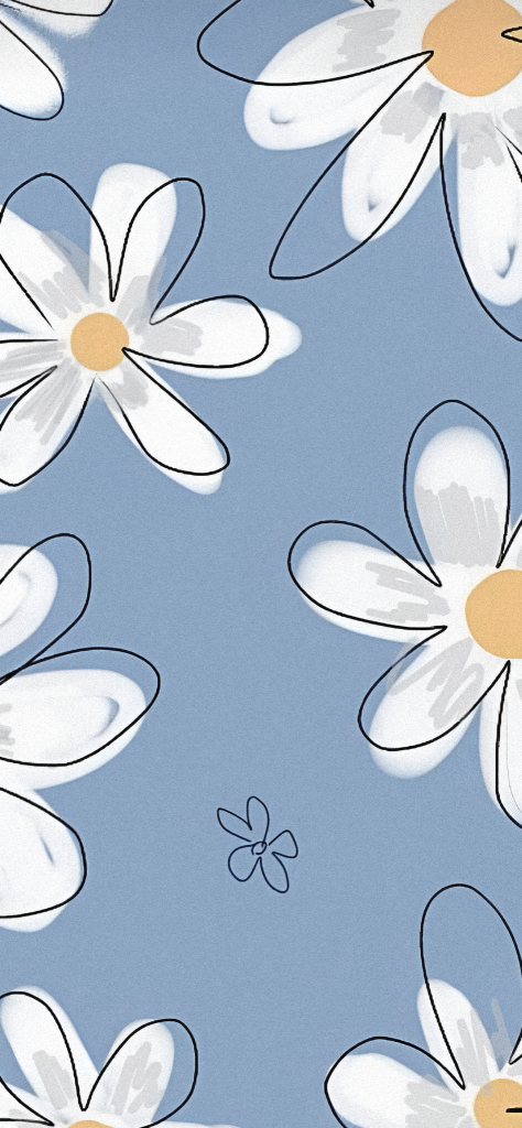 Fondo de pantalla aesthetic azul con margaritas para celular