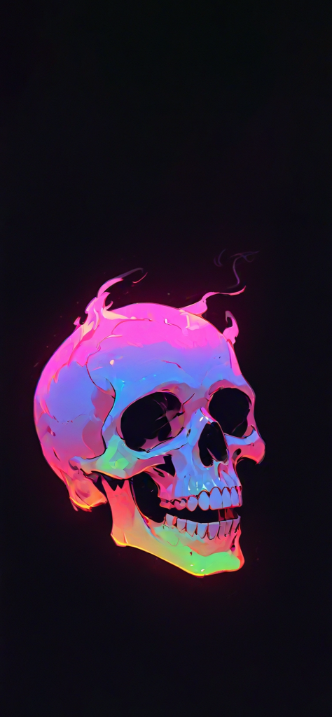 Fondo de pantalla de calaveras con fuego saliendo del craneo