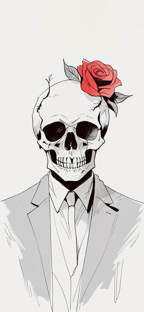 Fondo de pantalla de calavera chidos con una rosa en la cabeza