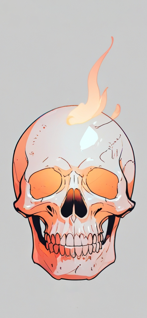 Fondo de pantalla de calavera chidos con color naranja y fondo gris