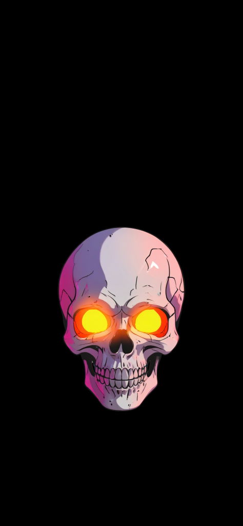 Fondo de pantalla de calavera chidos con ojos brillantes y fondo negro