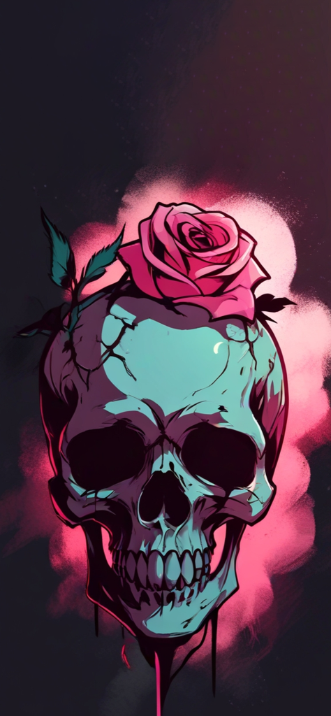 Fondo de pantalla de calaveras con una rosa para mujer