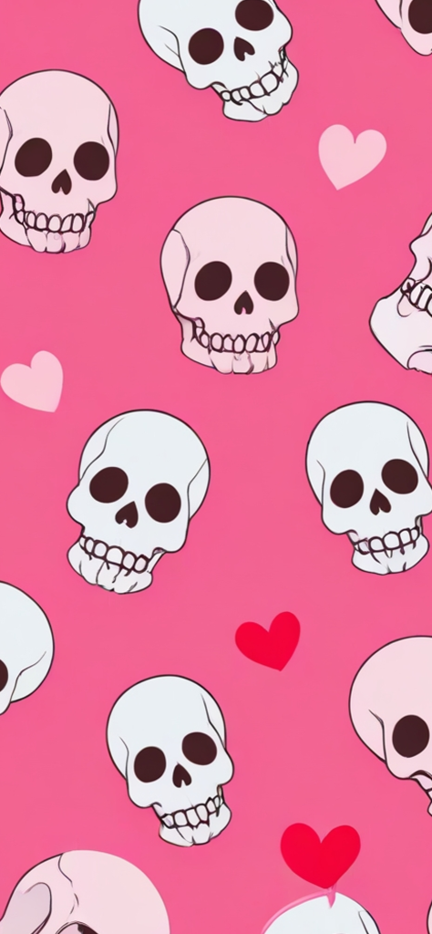 Fondo de pantalla de calaveras para mujer con corazones