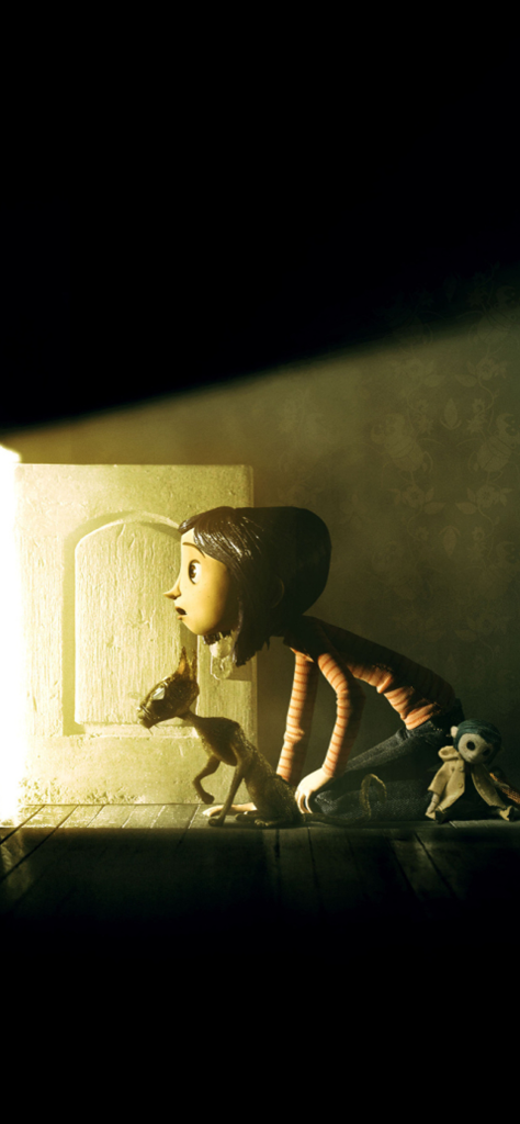Fondo de pantalla de Coraline entrando por la puerta