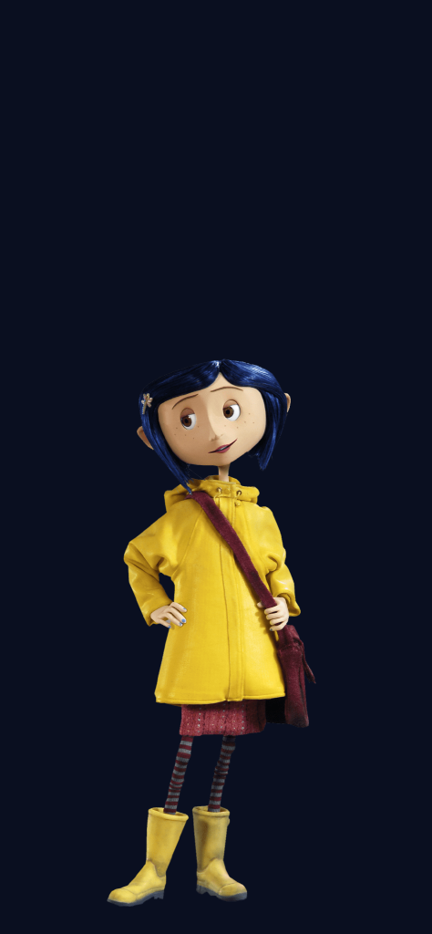 Fondo de pantalla de Coraline con fondo negro