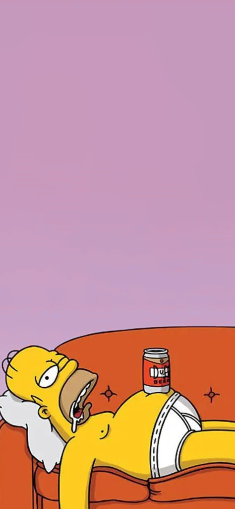 Fondo de pantalla de Homero Simpson semi desnudo acostado en un sillon rojo