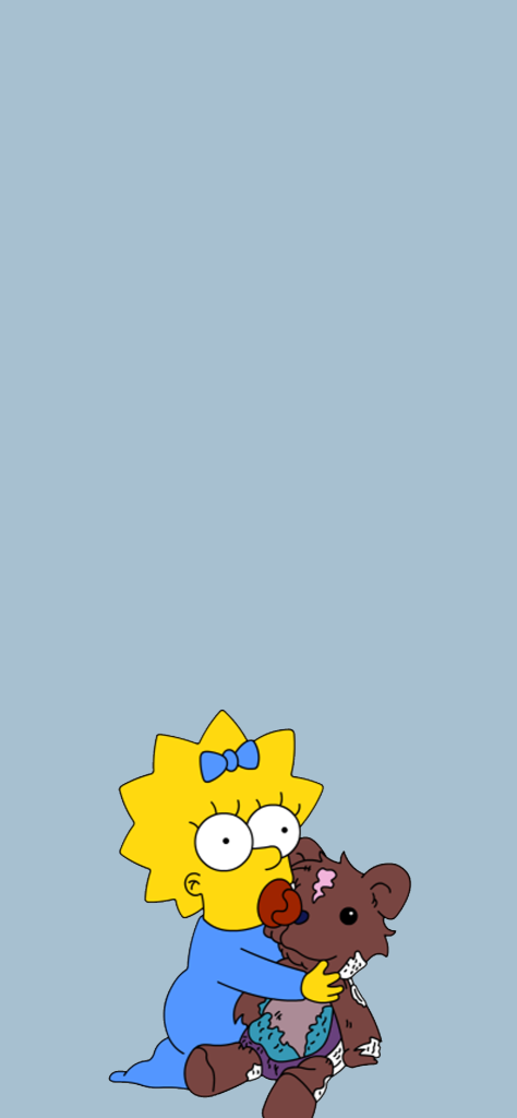 Fondo de pantalla de Maggie Simpson con un osito de peluche