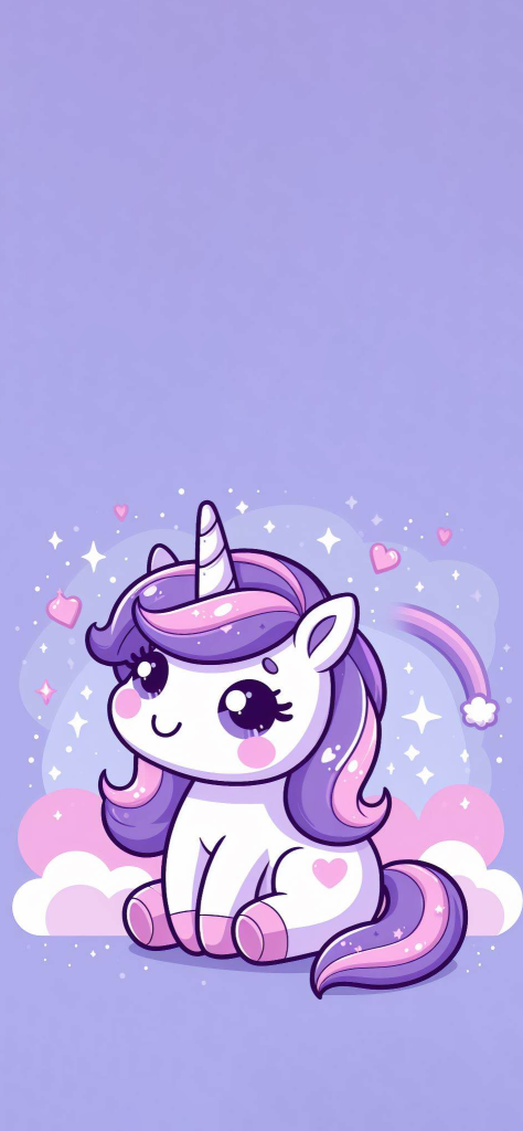 fondo de pantalla de unicornio con fondo morado