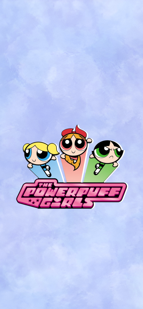 Fondo de pantalla de las chicas superpoderosas con logo y fondo aesthetic
