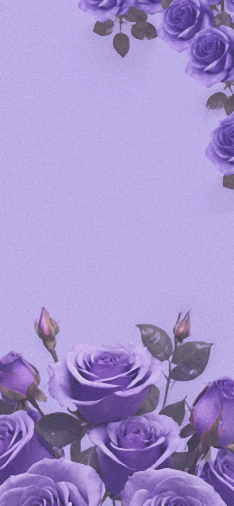 Fondo de pantalla aesthetic morado con rosas moradas al rededor