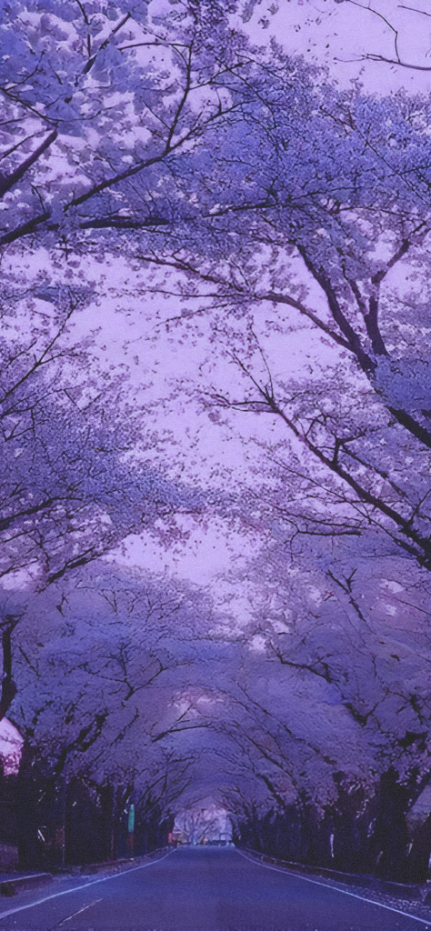 Fondo de pantalla de color morado pastel con arboles color rosa