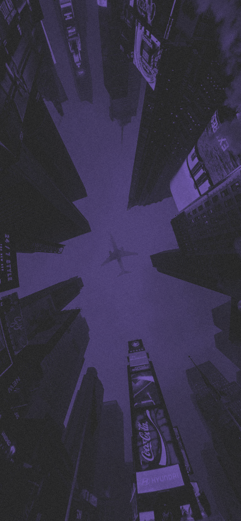 fondo de pantalla morado con negro para celular de rascacielos