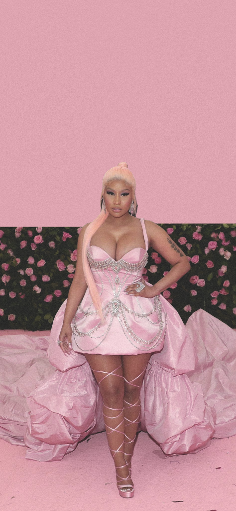 Fondo de Pantalla de Nicki Minaj con vestido rosa y fondo rosa